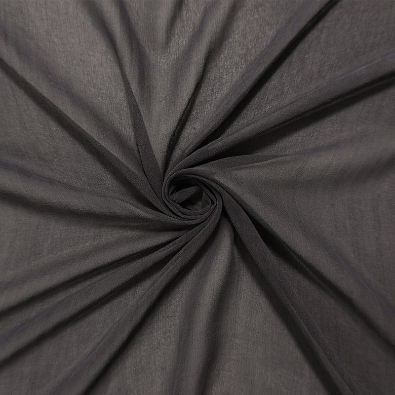 Black Silk Solid Chiffon Woven Fabric