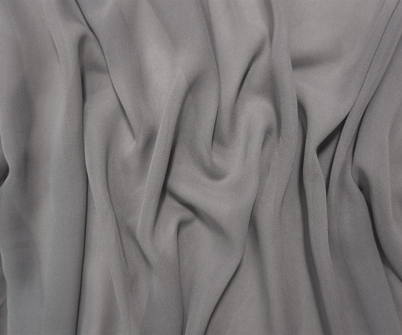 Gray Silk Solid Chiffon Woven Fabric