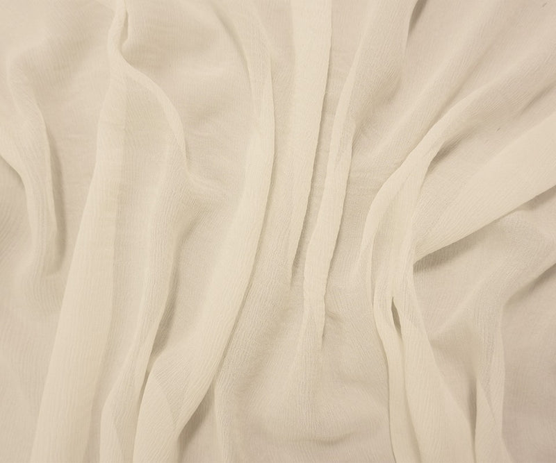 Ivory Silk Solid Crinkled Yoryu Chiffon Woven Fabric