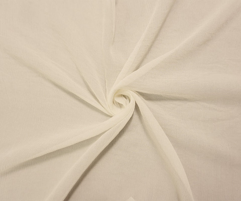 Ivory Silk Solid Crinkled Yoryu Chiffon Woven Fabric
