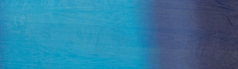Blue Silk Ombre Border Printed Chiffon Woven Fabric
