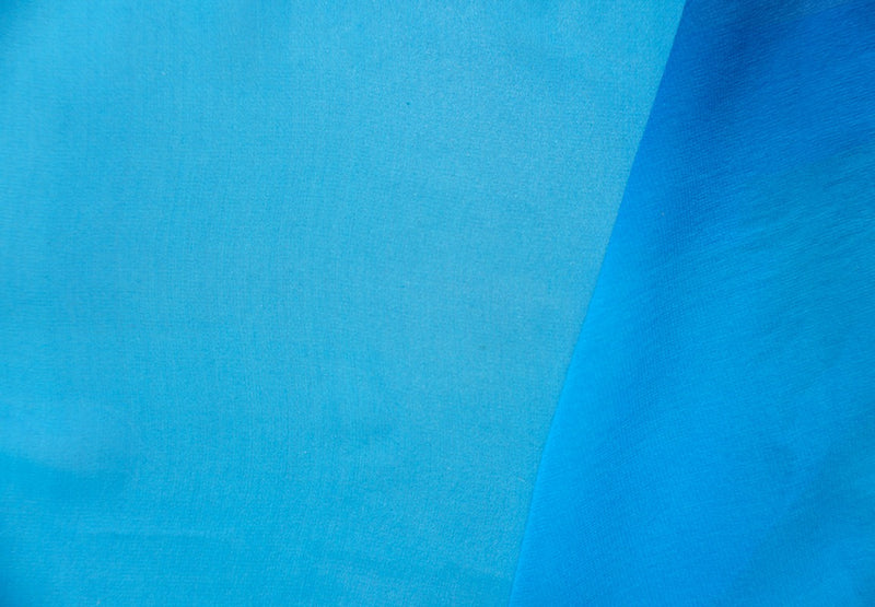 Blue Silk Ombre Border Printed Chiffon Woven Fabric