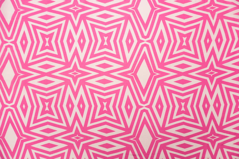 Pink Silk Abstract Geometric Printed Semi Sheer Crepe Woven Fabric