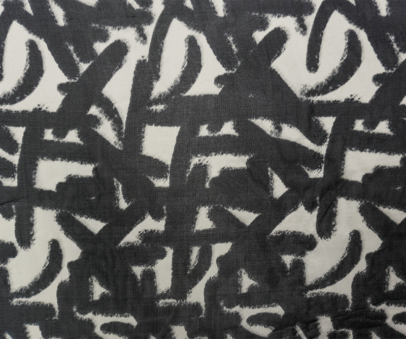 Black-White Silk Ink Abstract Printed Chiffon Woven Fabric