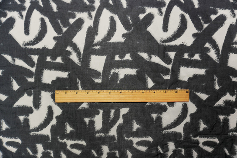Black-White Silk Ink Abstract Printed Chiffon Woven Fabric