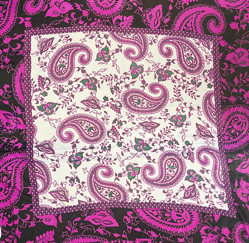 Purple Silk Border Paisley Printed Chiffon PANEL Woven Fabric