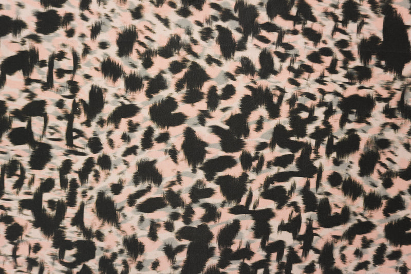 3 1/2 YD PC-Black Silk Abstract Printed Crepe De Chine Woven Fabric
