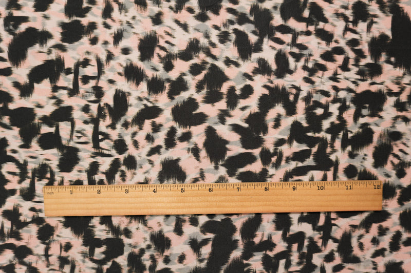 3 1/2 YD PC-Black Silk Abstract Printed Crepe De Chine Woven Fabric
