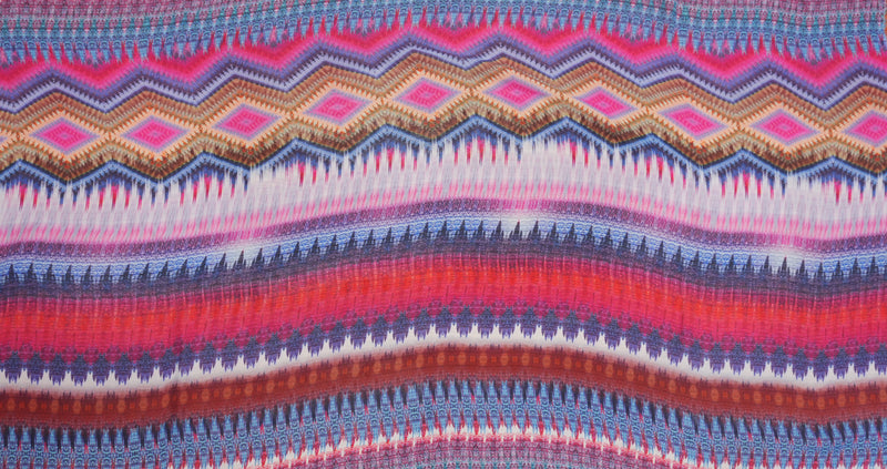 Red-Multi Silk Abstract Printed Chiffon Woven Fabric