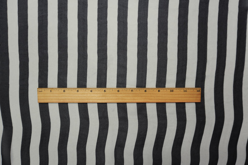 Black Silk Stripe Printed Chiffon Woven Fabric