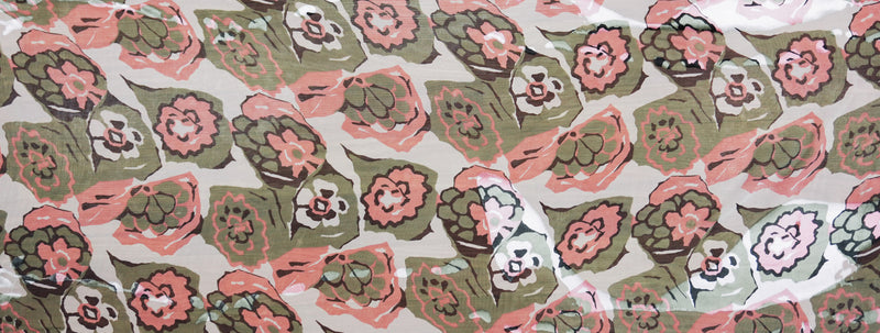 Pink Silk Floral Printed Dobby Chiffon Woven Fabric