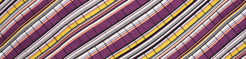 Purple Silk Abstract Geometric Printed Satin Charmeuse Woven Fabric