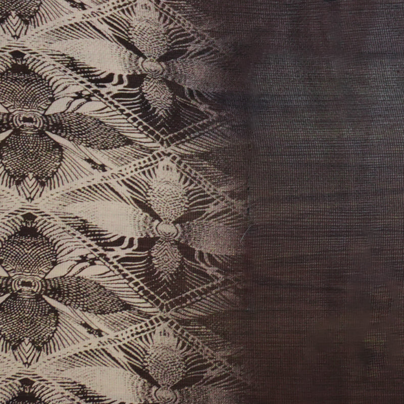 Black Silk Floral Border Printed Chiffon Woven Fabric