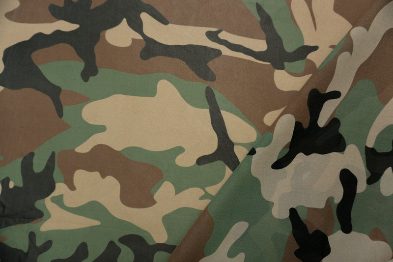 Brown-Green-Multi Silk Camo Printed Chiffon Woven Fabric