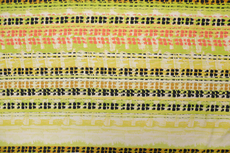 Green Silk Abstract Printed Crepe De Chine Woven Fabric