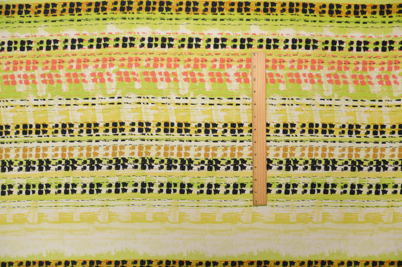 Green Silk Abstract Printed Crepe De Chine Woven Fabric