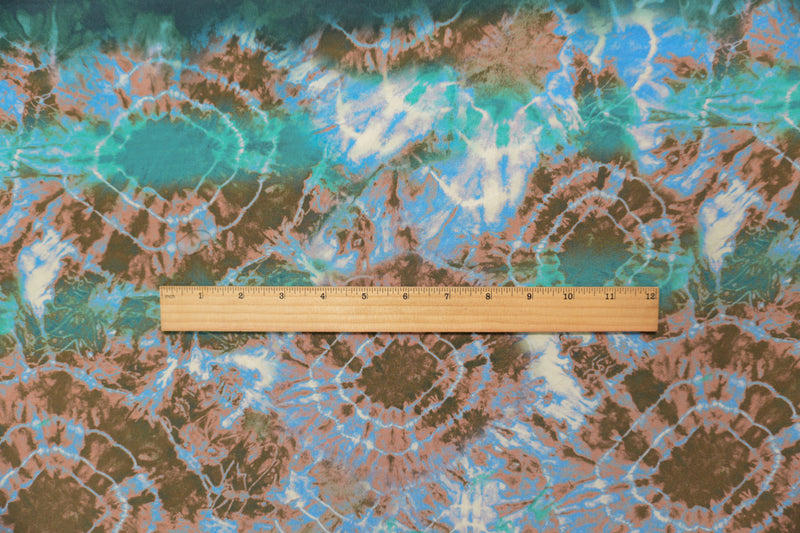 Blue Silk Tie Dye Printed Crepe De Chine Woven Fabric