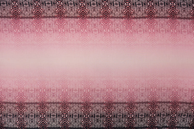 Pink Silk Abstract Ombre Printed Crepe De Chine Woven Fabric