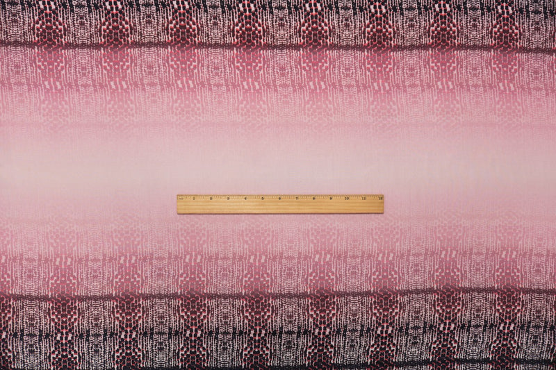 Pink Silk Abstract Ombre Printed Crepe De Chine Woven Fabric