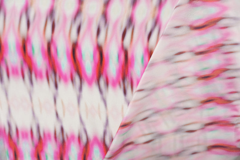 Pink Silk Tie Dye Printed Crepe De Chine Woven Fabric