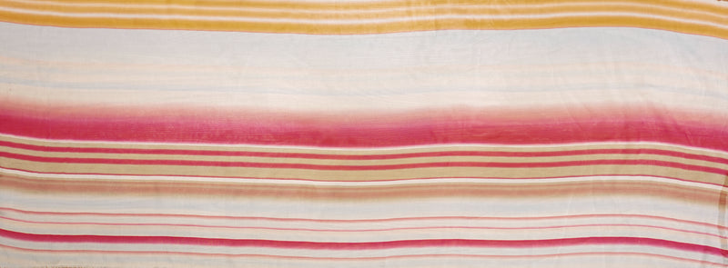 Pink-White-Multi Silk Ombre Stripe Printed Chiffon Woven Fabric