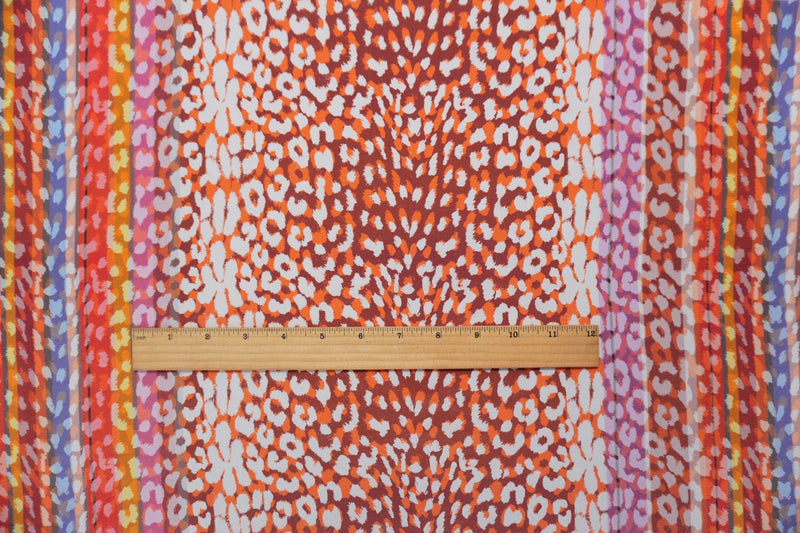 Orange Silk Animal Printed Crepe De Chine Woven Fabric