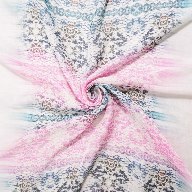Pink-Multi Silk Abstract Lace Printed Chiffon Woven Fabric
