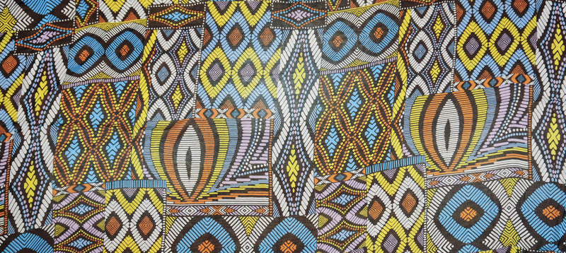 Black Silk Abstract Aztec Printed Chiffon Woven Fabric