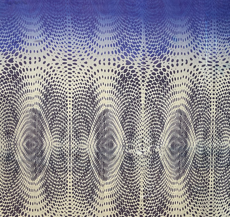 Blue Silk Abstract Dot Ombre Printed Chiffon PANEL Woven Fabric