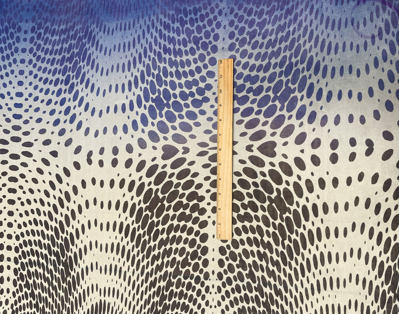 Blue Silk Abstract Dot Ombre Printed Chiffon PANEL Woven Fabric