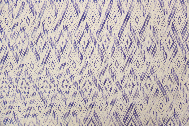 Blue Silk Diamond Aztec Printed Crepe De Chine Woven Fabric