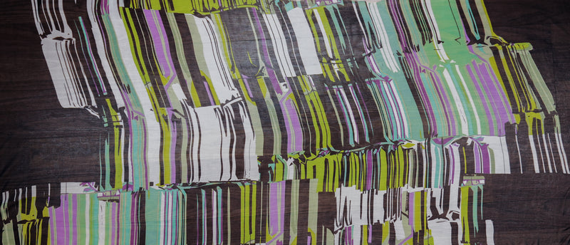 Green-Multi Silk Abstract Printed Chiffon Woven Fabric