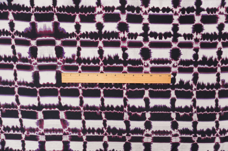 Black Silk Abstract Tie Dye Printed Crepe De Chine Woven Fabric