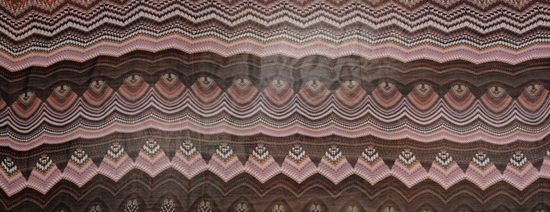 Black-Multi Silk Abstract Bargello Printed Chiffon Woven Fabric