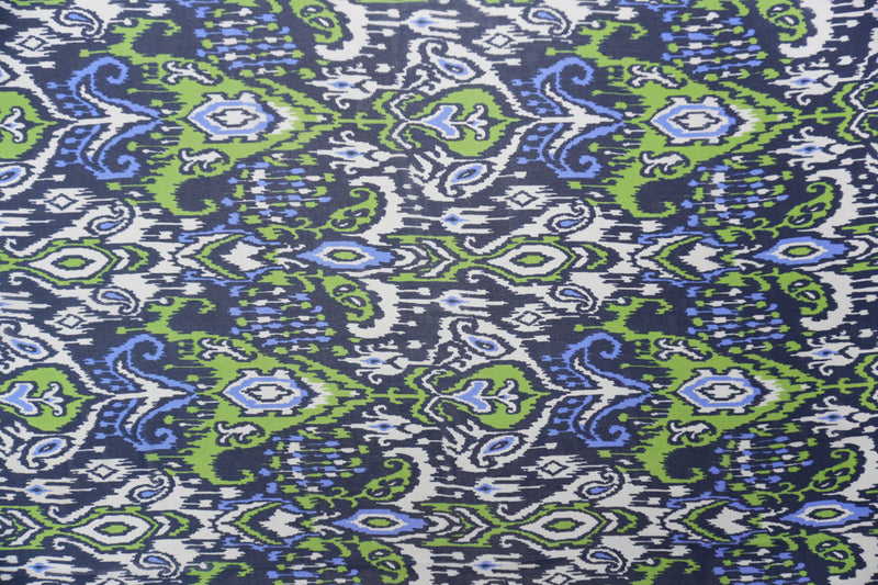 Blue-Multi Silk Ikat Printed Chiffon Woven Fabric