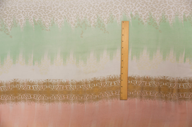 Orange-Green-Multi Silk Abstract Print Chiffon Woven Fabric