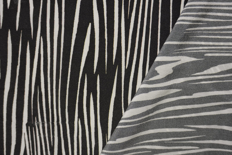 Black Silk Abstract Printed Crepe De Chine Woven Fabric