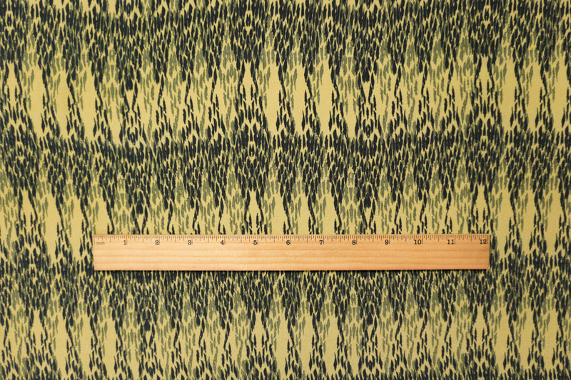 Green Silk Abstract Printed Crepe De Chine Woven Fabric