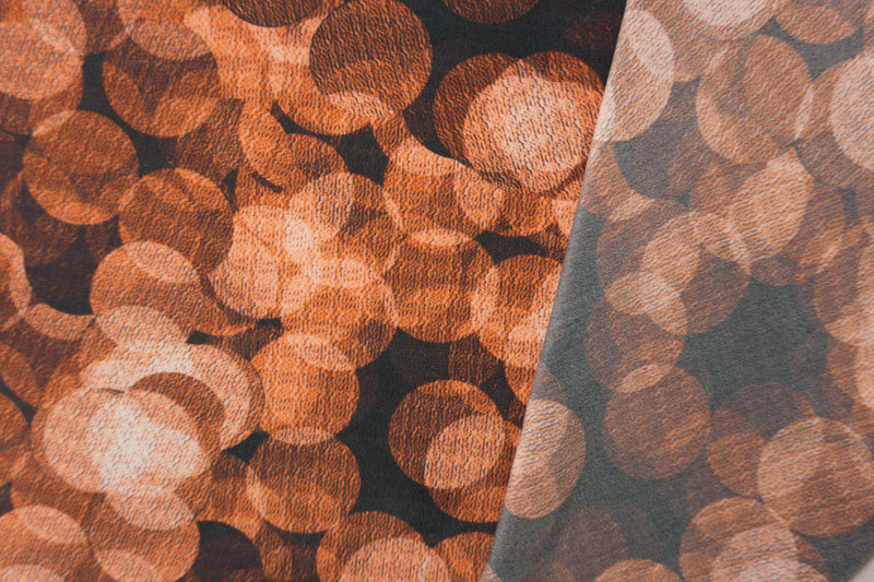 Brown Silk Dot Printed Matte Crepe De Chine Woven Fabric