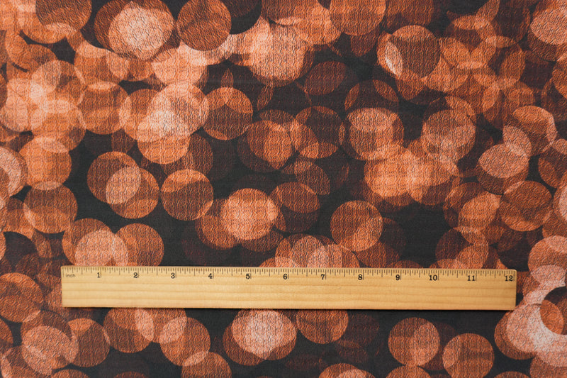 Brown Silk Dot Printed Matte Crepe De Chine Woven Fabric