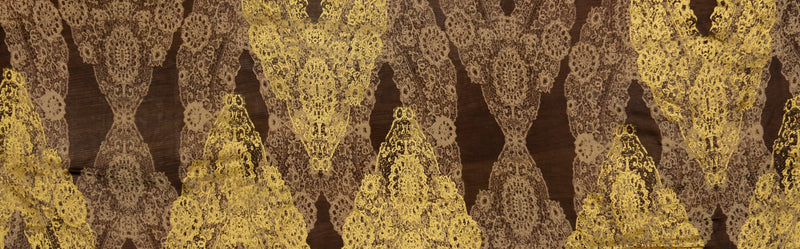 Gold Silk Baroque Foil Printed Chiffon Woven Fabric
