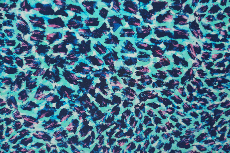 Blue Silk Abstract Printed Crepe De Chine Woven Fabric