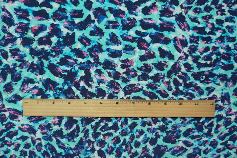 Blue Silk Abstract Printed Crepe De Chine Woven Fabric