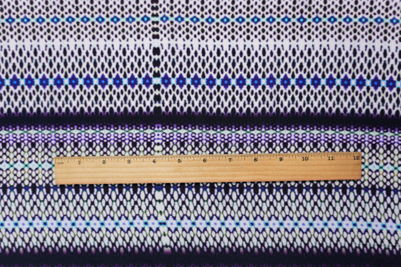 Purple Silk Abstract Stripe Printed Crepe De Chine Woven Fabric