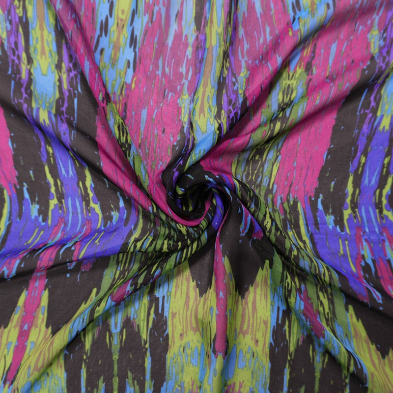 Purple Silk Abstract Printed Chiffon Woven Fabric