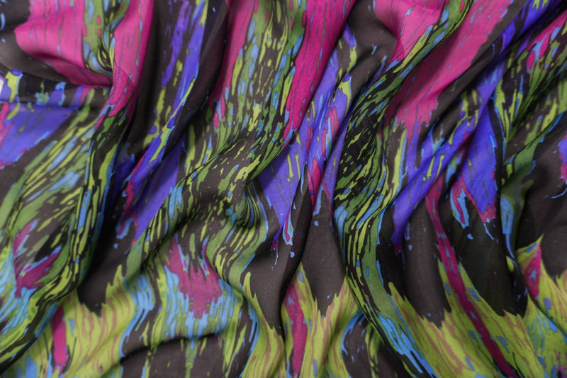 Purple Silk Abstract Printed Chiffon Woven Fabric