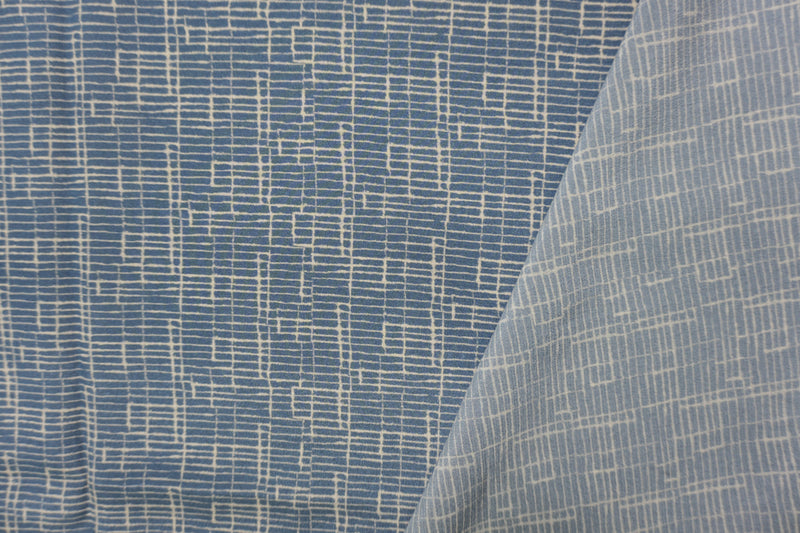 3 1/2 YD PC-Blue Silk Abstract Texture Printed Crepe De Chine Woven Fabric