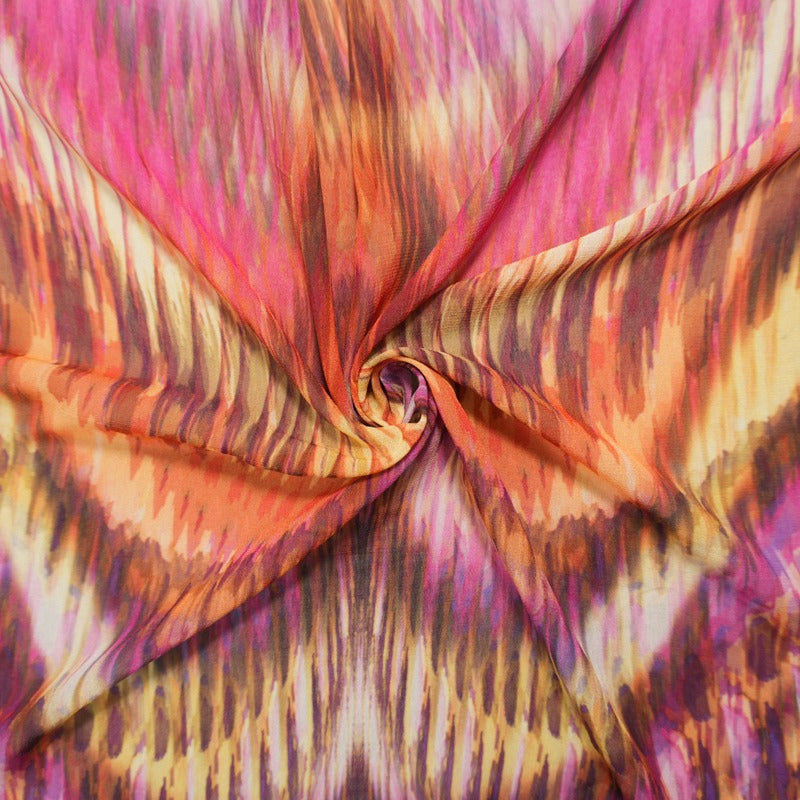Purple Silk Abstract Wave Georgette Woven Fabric