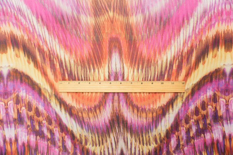 Purple Silk Abstract Wave Georgette Woven Fabric
