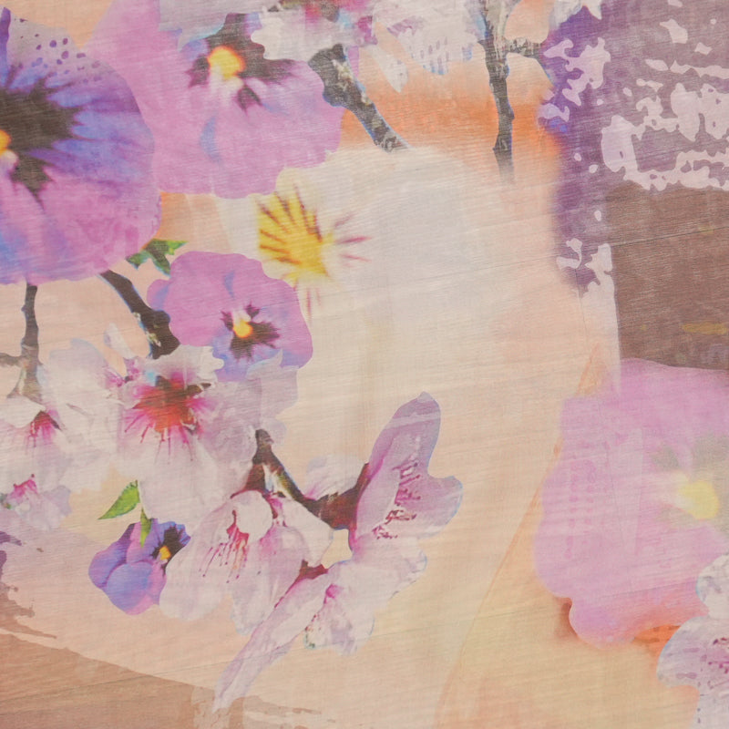 Purple Silk Floral Printed Chiffon Woven Fabric